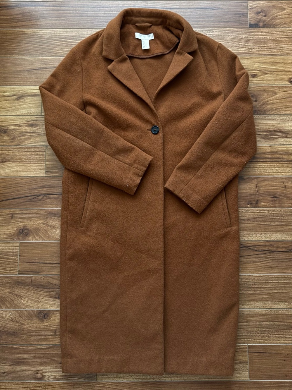 H&M Caramel Brown Wool Blend Long Trench Coat Size US 4